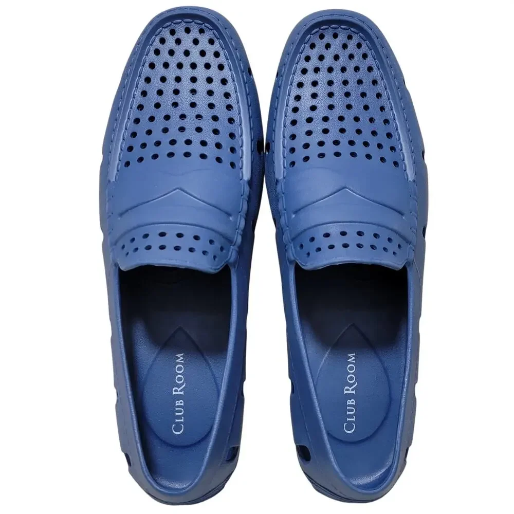 Club Room Men Size US 11M Atlas Perforated Slip On Driver Loafers Navy Blue EVA